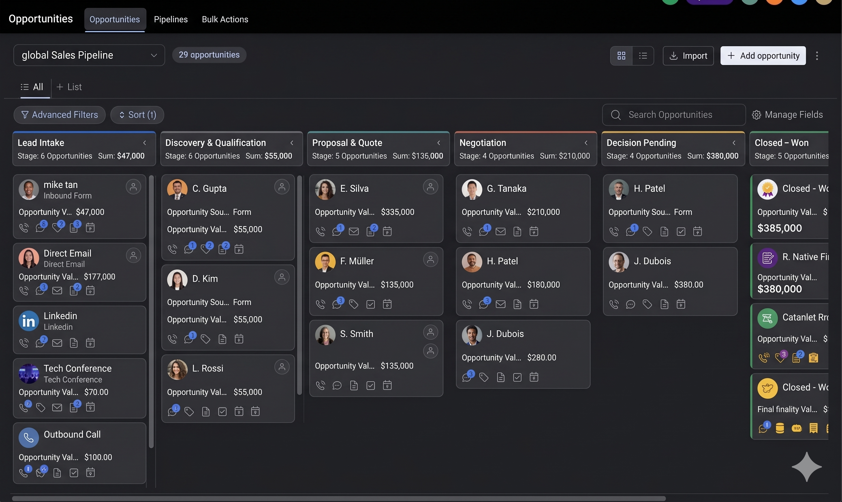 Business automation sales funnel demo screenshot